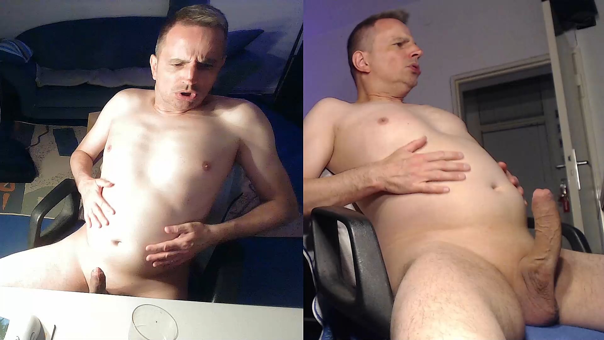 Fattened guy masturbating on webcam