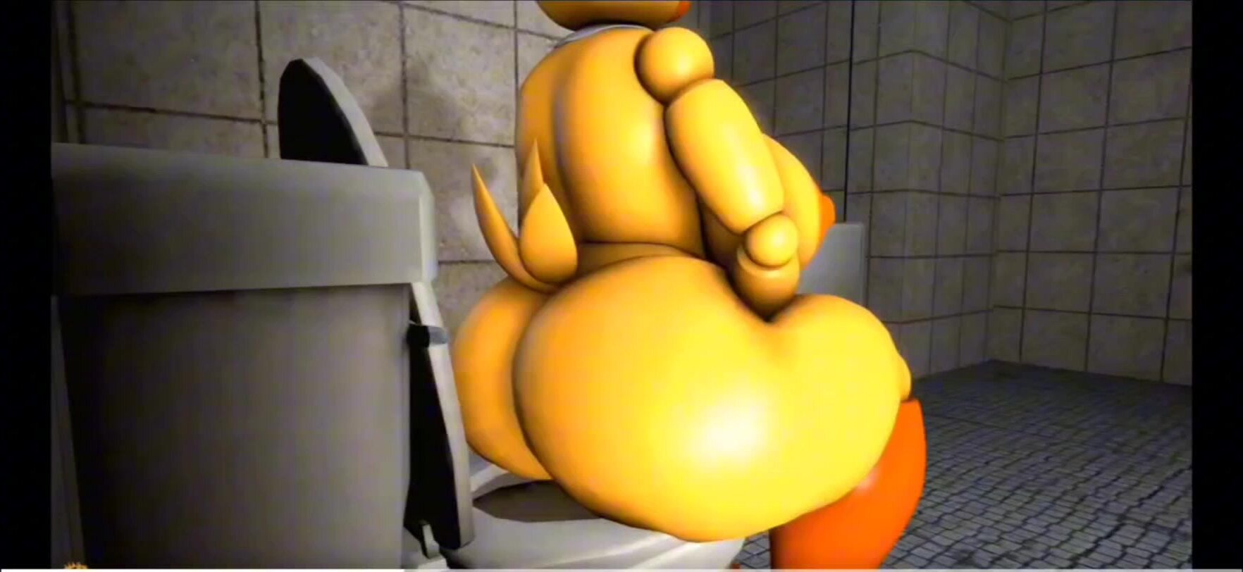 Chica taking a dump in the toilet