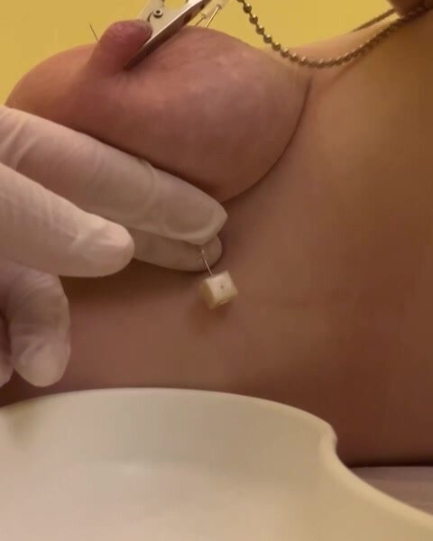 Breasts deep fucking with a medical needle