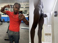 Exhibitionist bull *PEES* in gym shower!