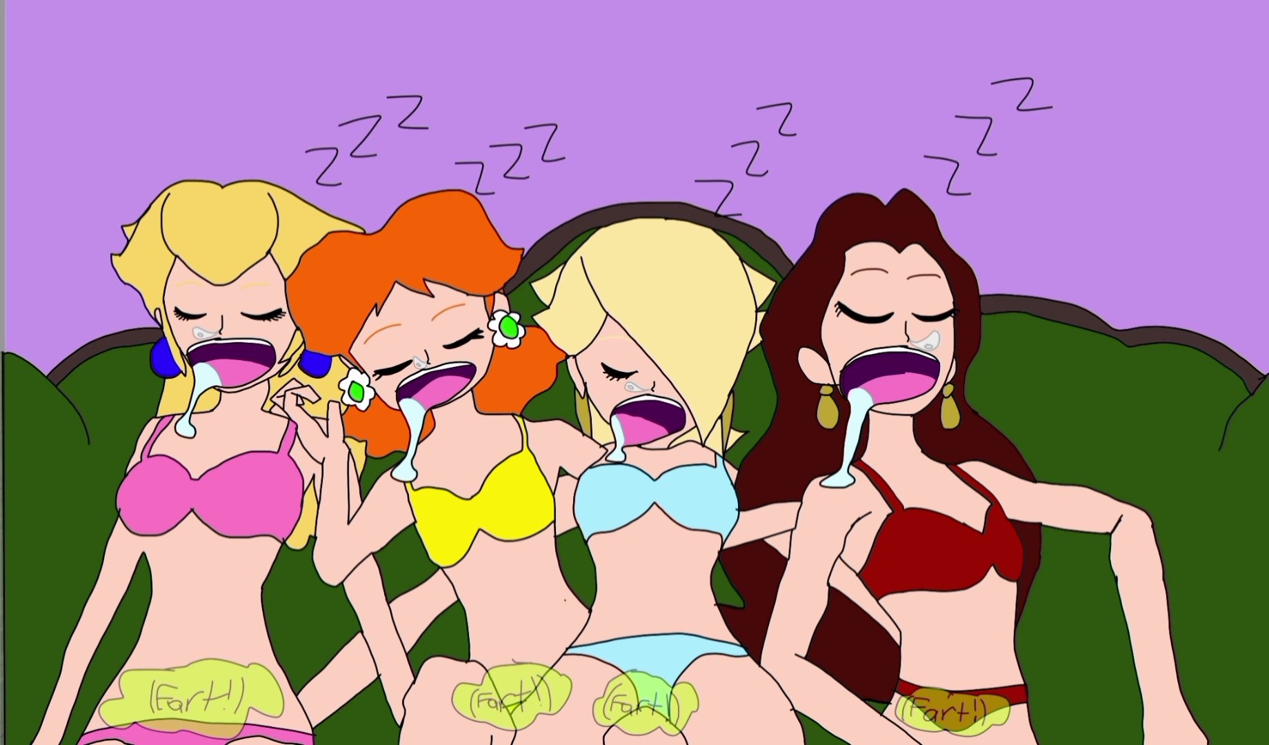 Princesses farting while sleeping