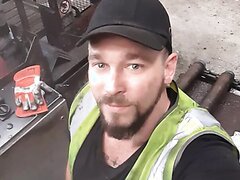 Filthy worker Stroking at work
