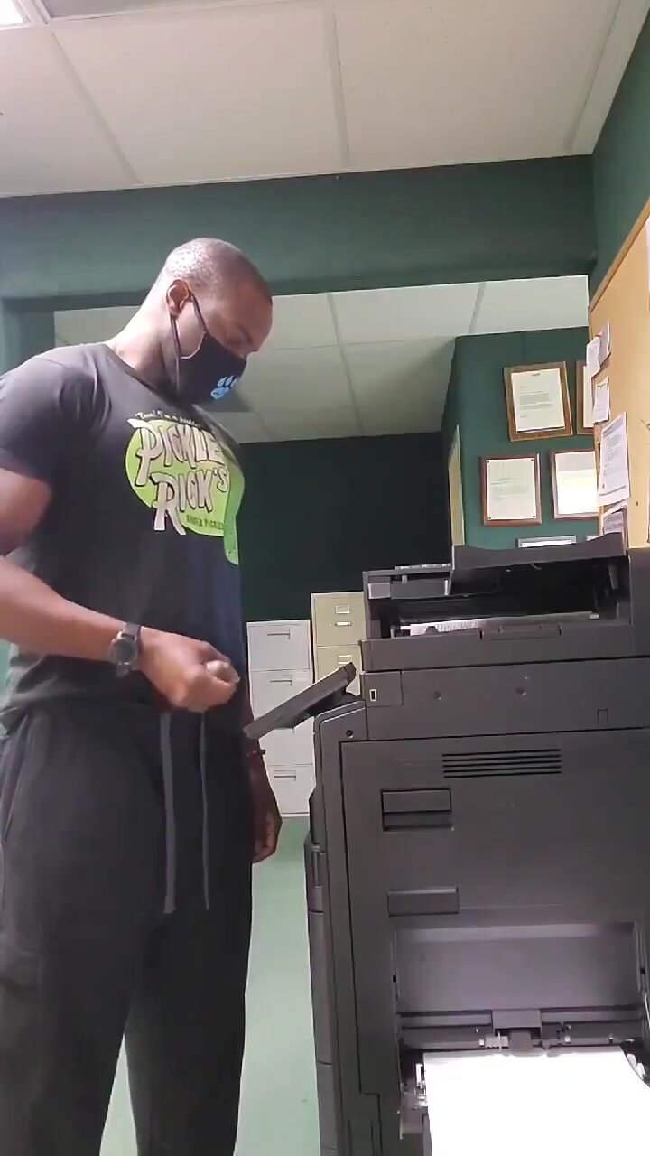 Black Guy COPYING FILES At WORK With His DICK Out!