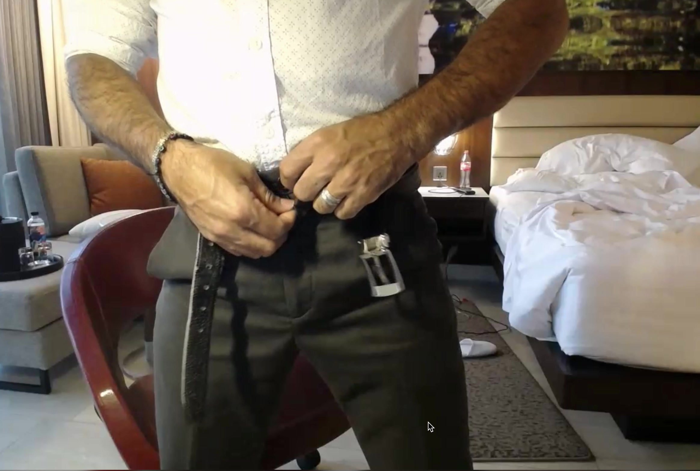 Handsome Spanish man is flashing his meat