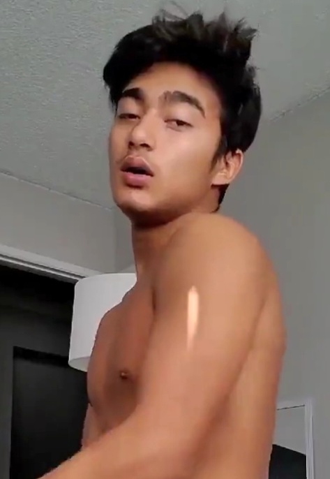 Hot asian guy pleasuring himself with sex toy