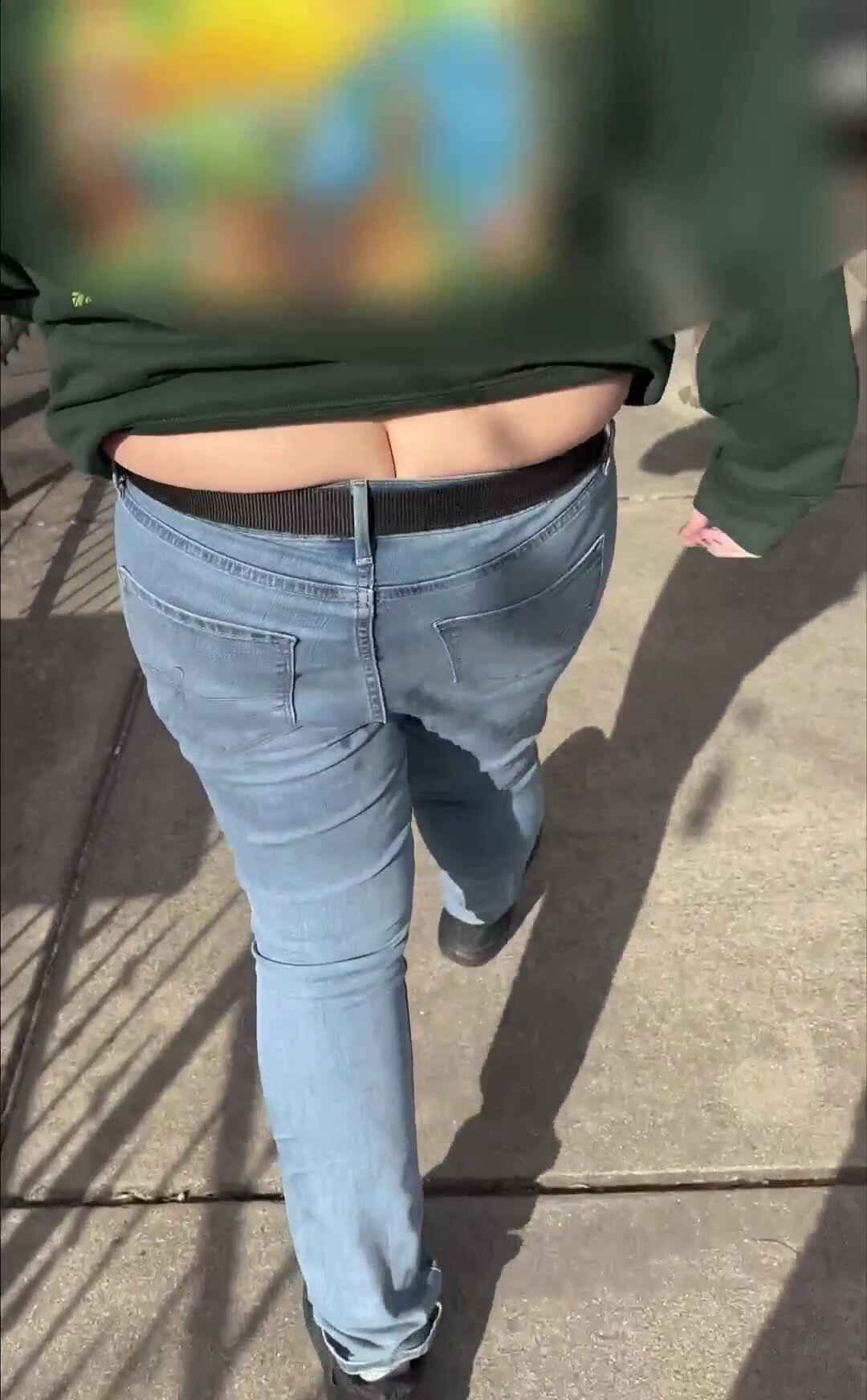 Girl wetting jeans in public - video 6