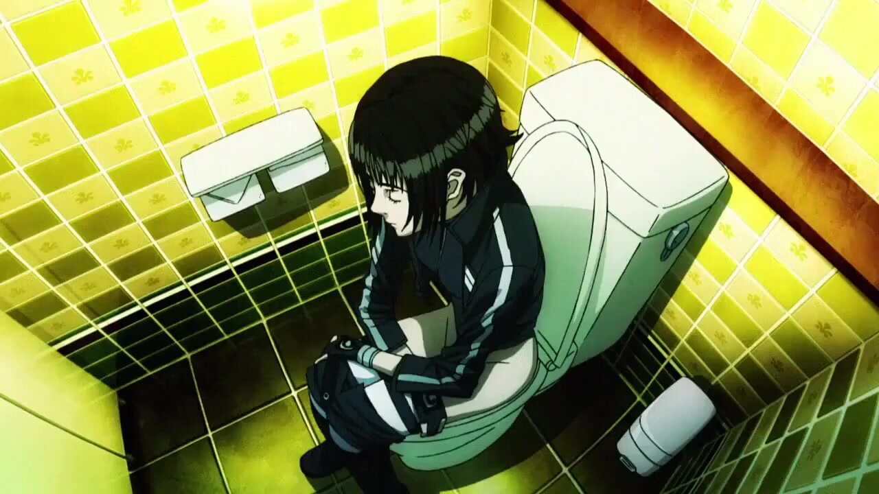 Anime girl toilet scene peeing edit