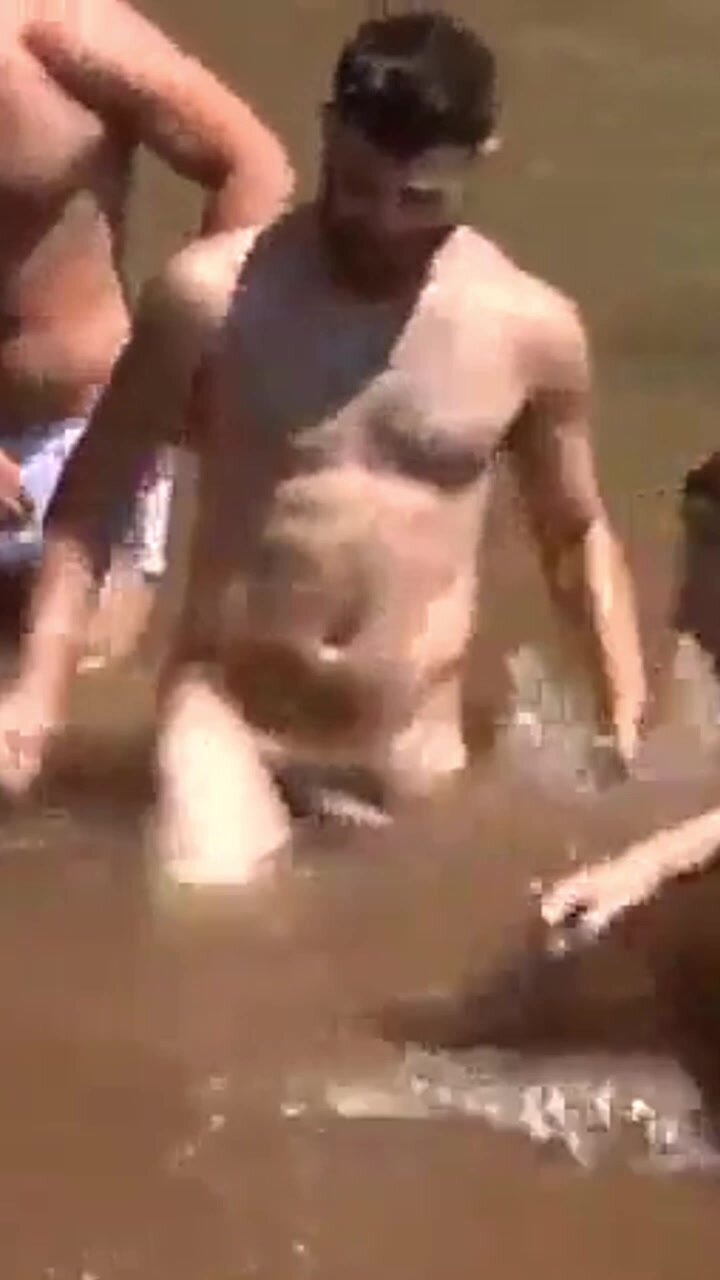 Dudes skinny dipping at a lake (strip)