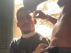 buzzind the head and sucking the barber