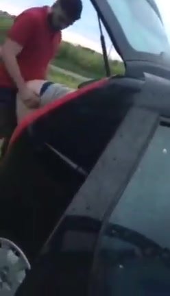 Fucking in the trunk in front of the bros