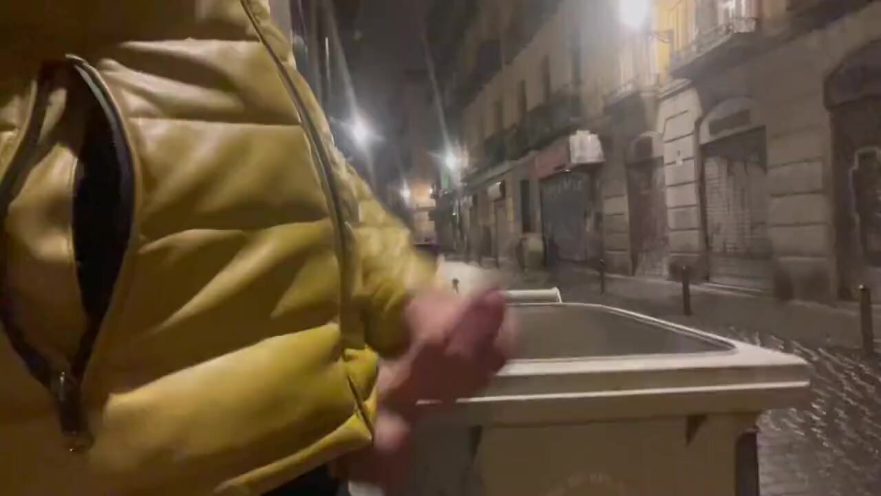 stroking cock on the street