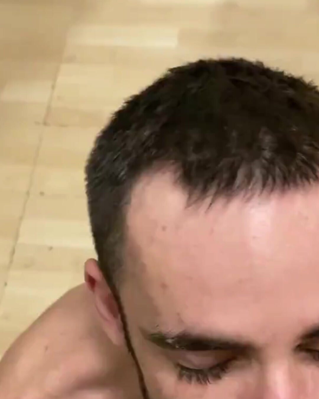 Bearded guy with cum in the eye
