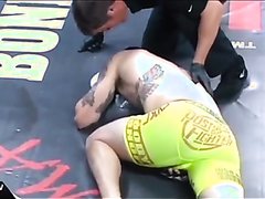 Hot Wrestler Gets Kicked in His Huge Bulge During Match