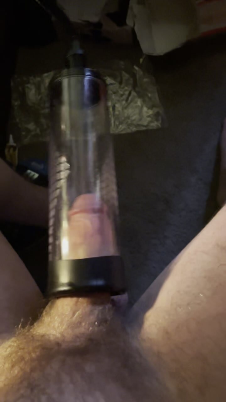 Pumping 7 inch cock to 8