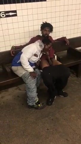 Homeless getting sucked in subway station