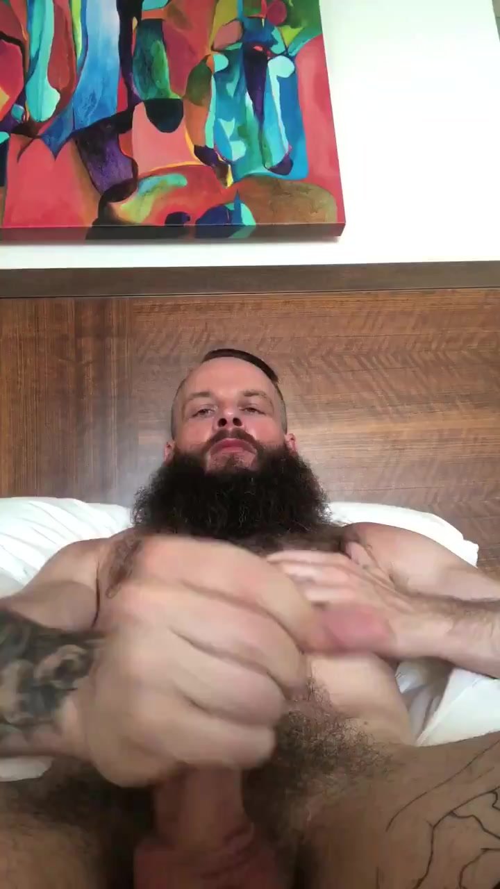 Sexy bearded guy jerks off 2