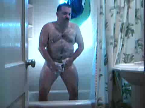 moustache dad take a shower
