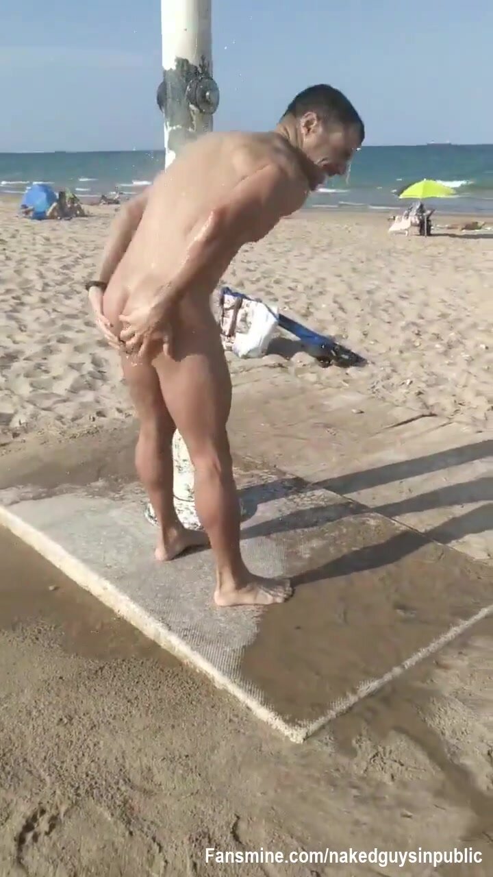 naked shower at the beach