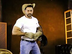 Hot cowboy does a sexy striptease - and more