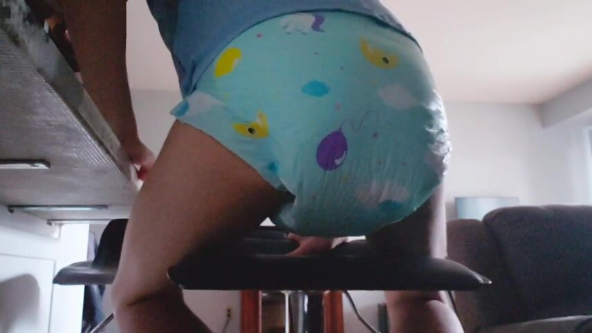 Twink Poops Diaper Multiple Times & Sits In It