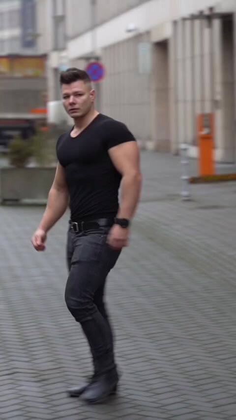 Sexy muscle boy in tight jeans
