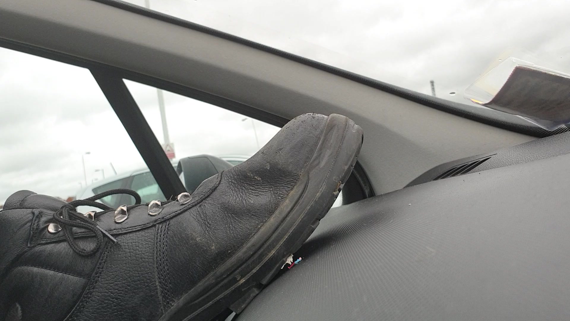 Smothered under socks in a hot car (feet)