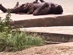 Big dick black homeless outside in the streets