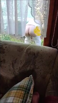 Granny casually pees outside
