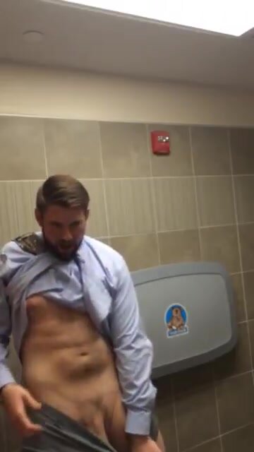 Sexy dad bate at work
