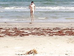 Twink exhibitionist Naked Beach Run