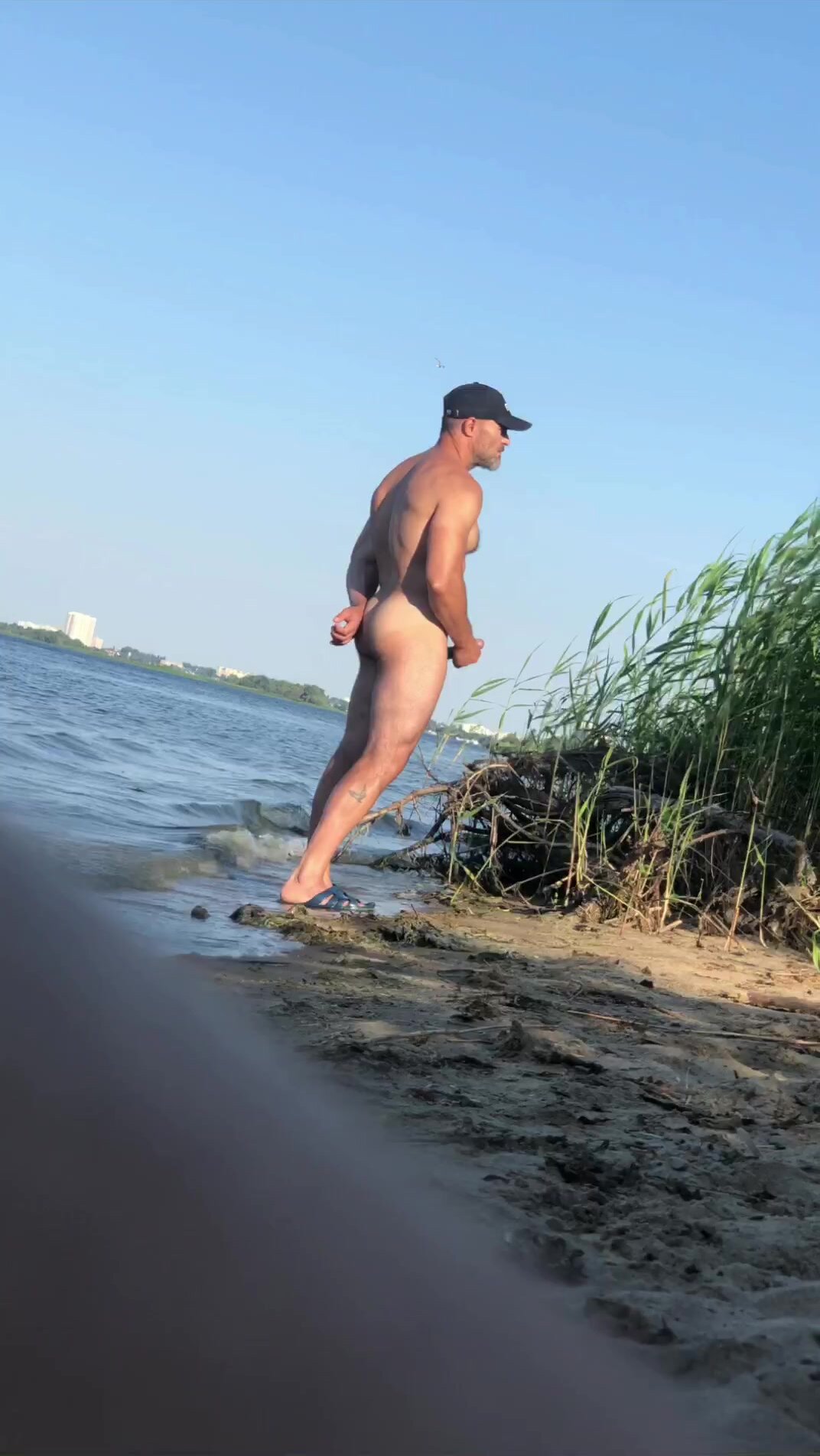 Jerking off by the lake