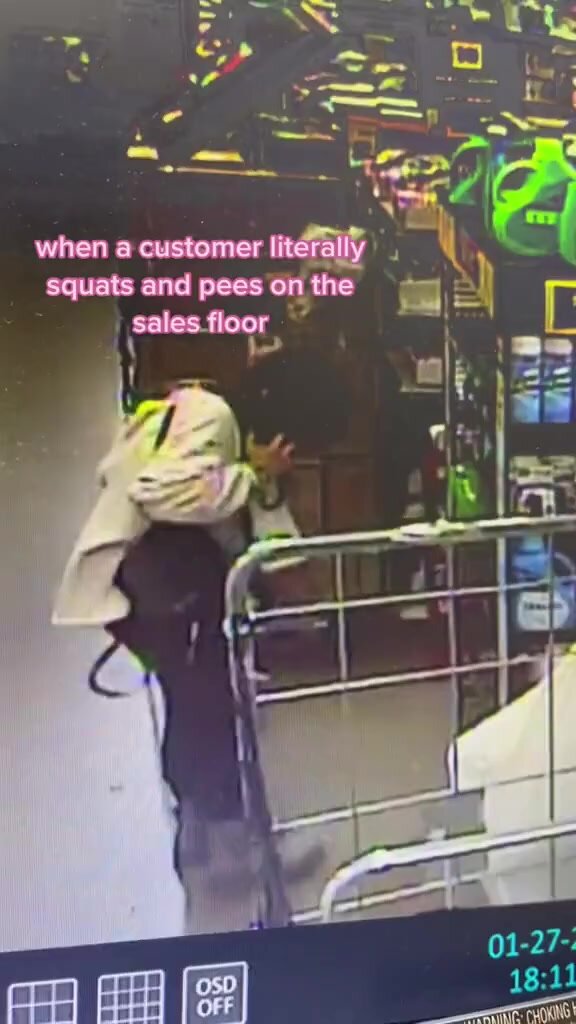 Cctv catches customer pissing on the store floor