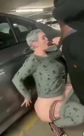 Blonde with BBC in Parking lot