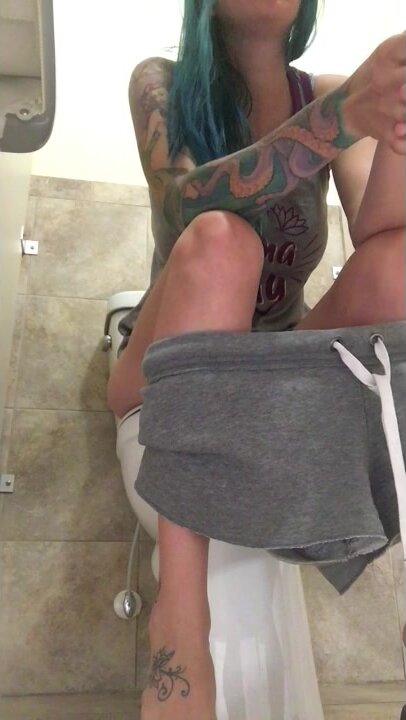 Girl  Pooping  In A Campground  Public Toilet Stall