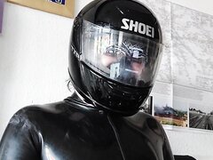 Boy masturbate in latex  and helmet