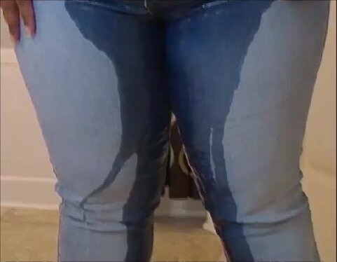 Ebony girl soaks her jeans
