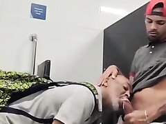 Cumming On His Face In The Public Toilet
