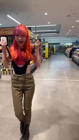 Girl gives herself a wedgie in public
