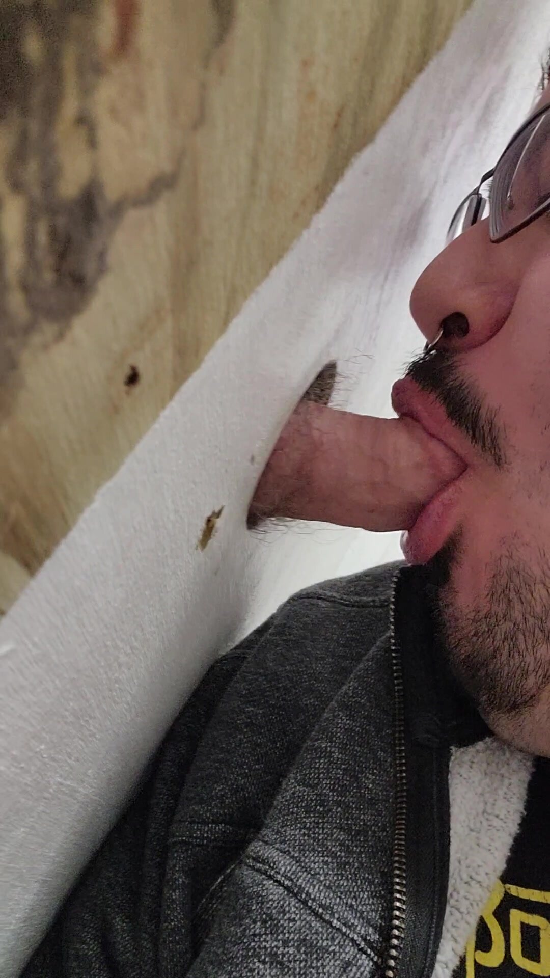 Sucking another dick in the park gloryhole