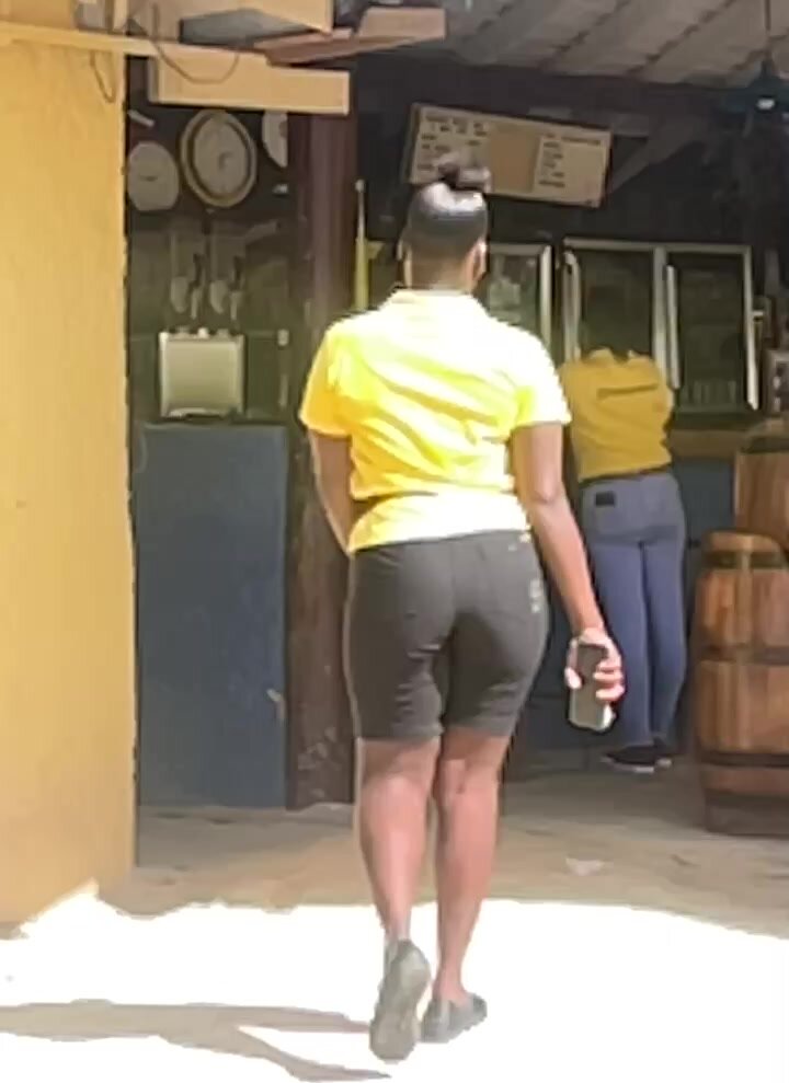 Ebony restaurant worker with sexy ass