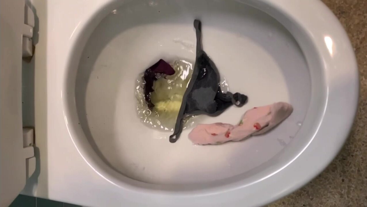 Two thongs and a sock disappear down the drain