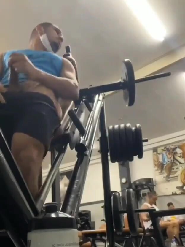 Mixed Dude Jerks Off at a Crowded Gym