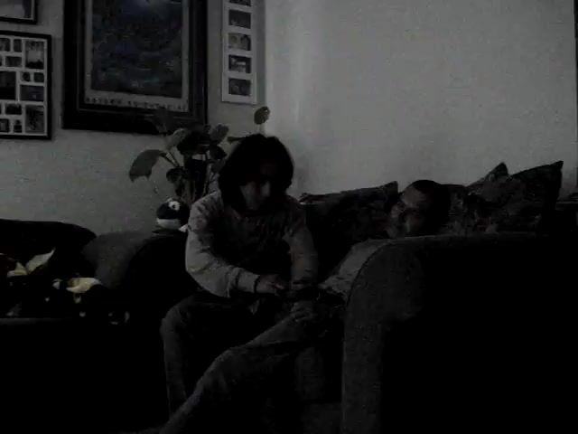 Man sleeping in a sofa gets a blow job
