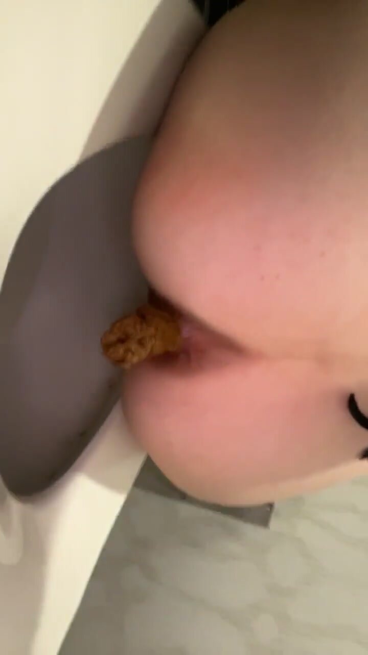 Blonde beautiful shit in public toilet