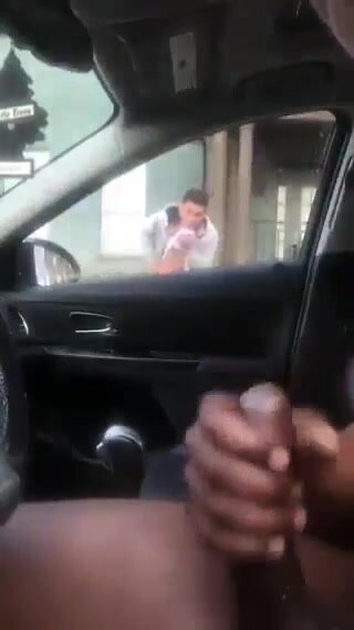 Jerking off in car while being watched
