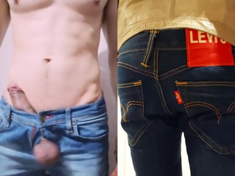 Twink jerking jeans ass teasing Nudie Levis