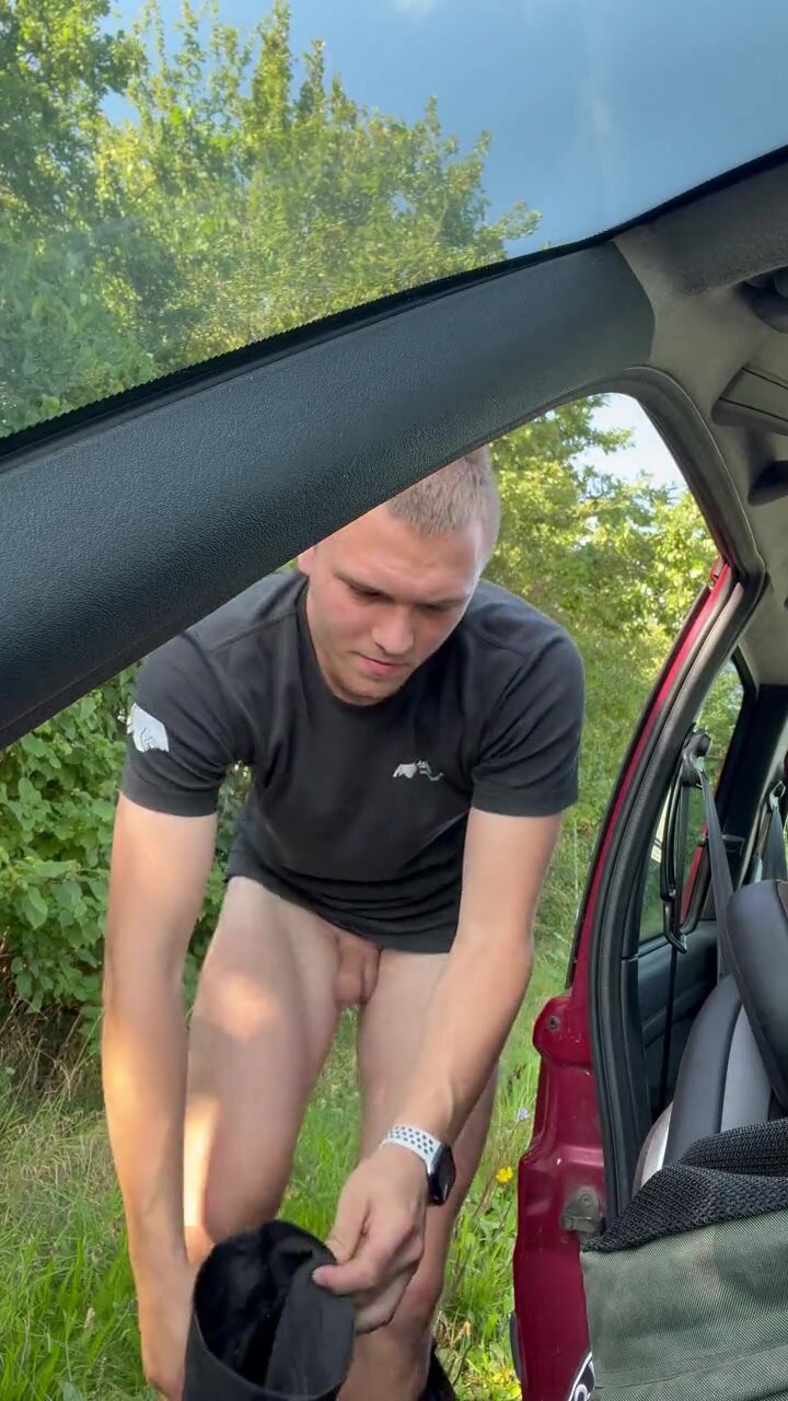 Guy Strips Outside Car