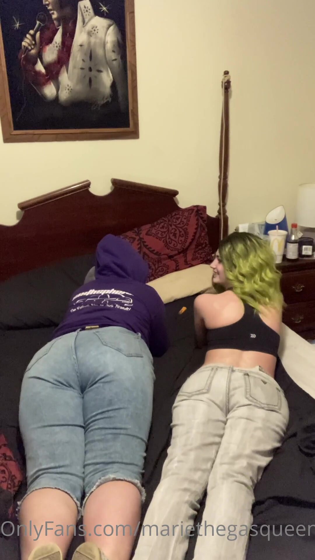 Two friends have a farting contest