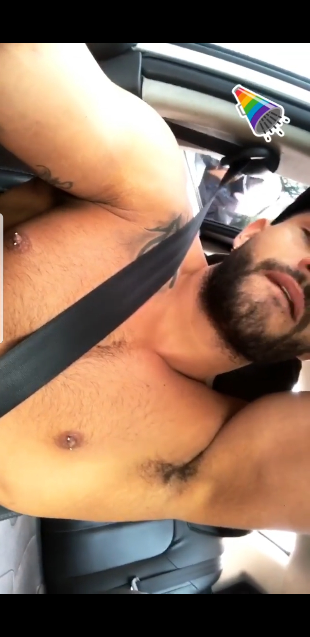 Sexy Latino hunk nipples piercing