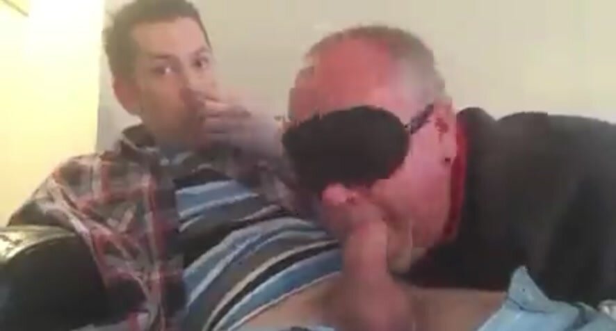 Son gets head from Blindfolded dad